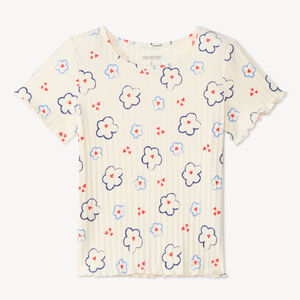 T-shirt manches courtes en maille côté imprimé pour fille 