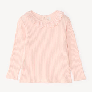 T-shirt à manches longues pour bébé fille avec col volanté 