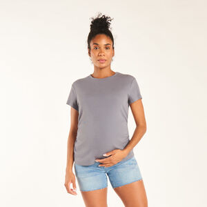 T-shirt à manches courtes de grossesse en coton uni avec fronces. 