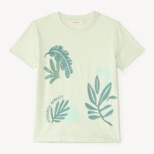 T-shirt με κοντά μανίκια με κέντημα τροπικών φύλλων για αγόρια 