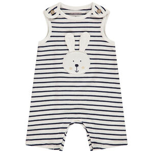 Combi κοντό ριγέ με patch λαγουδάκι για bebe αγόρι 