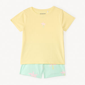 Σύνολο 2 τεμαχίων, μπλούζα + σορτσάκι με σχέδιο φοίνικες για κορίτσι 