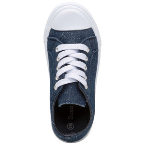 Αθλητικά πάνινα παπούτσια σε denim και ασημί glitter 