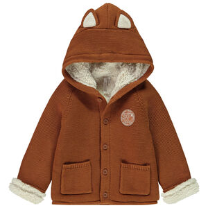Ζακέτα πλεκτή με κουκούλα και επένδυση για μωρό αγόρι 