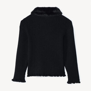 Ζακέτα με μακριά μανίκια από πλεκτό και γιακά από ψεύτικη γούνα για κορίτσι 