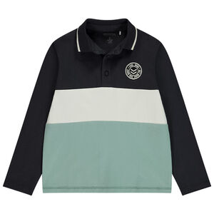 Πολυεστερικό πουκάμισο μακρυμάνικο με εφέ color block και σήμα για αγόρι 