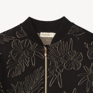 Gilet fille en maille jacquard fantaisie zippé 
