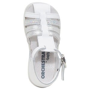 Δερμάτινα πέδιλα με ιριδίζοντα λουράκια 