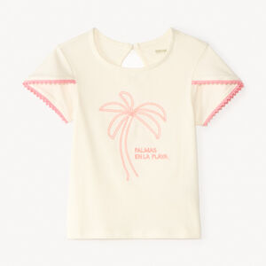 T-shirt με κοντά μανίκια και κέντημα φοίνικα για κορίτσι μωρού 