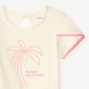 T-shirt με κοντά μανίκια και κέντημα φοίνικα για κορίτσι μωρού 