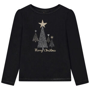 Μπλούζα μακρυμάνικη με φαντεζί print και glitter για κορίτσι 