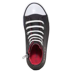 Μαύρα αθλητικά μποτάκια με παγιέτες, ελαστικά κορδόνια και φερμουάρ 