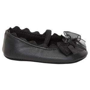 Μαύρα μαλακά παπουτσάκια με λάστιχο και φιόγκο από τούλι 