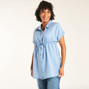 Μπλούζα κοντομάνικη από μονόχρωμο ύφασμα για εγκυμοσύνη 