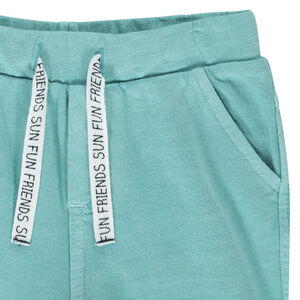 Βερμούδα από φούτερ μονόχρωμη με εκτυπωμένα κορδόνια για bebe αγόρι 