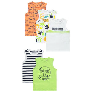 Σετ 5 αμάνικα μπλουζάκια βαμβακερά με σχέδια 