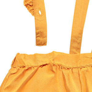 Σορτς κίτρινο με τιράντες με βολάν  