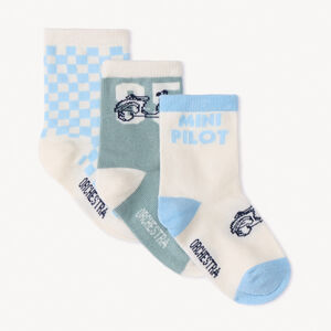 Lot de 3 paires de chaussettes motifs scooter pour bébé garçon  Main Lot de 3 paires de chaussettes motifs scooter pour bébé garçon
