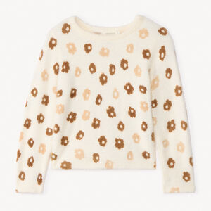 Pull manches longues fantaisie en tricot pelucheux pour fille  