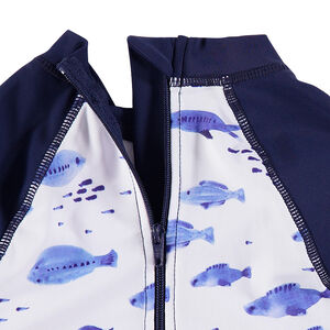 Ολόσωμο φορμάκι με αντηλιακή προστασία και μοτίβο ψάρια σε όλη την επιφάνεια 