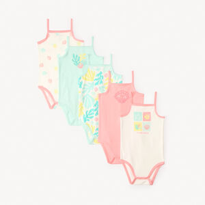 Σύνολο 5 φοράκια αμάνικα με σχέδια παραλίας για κορίτσι μωρού 