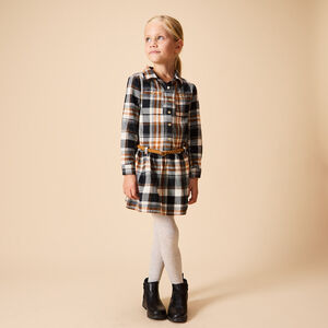 Φόρεμα πουκάμισο μακρυμάνικο με ζώνη και καρό σχέδιο για κορίτσι 