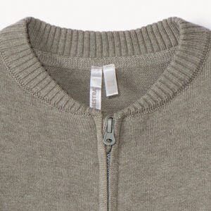 Ζακέτα πλεκτή μονόχρωμη με γιακά teddy για bebe αγόρι 