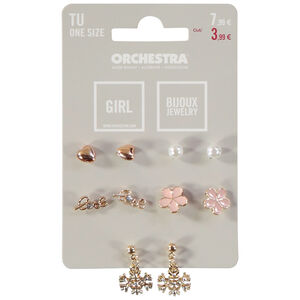 Lot de 5 paires de boucles d'oreilles fantaisie fille 
