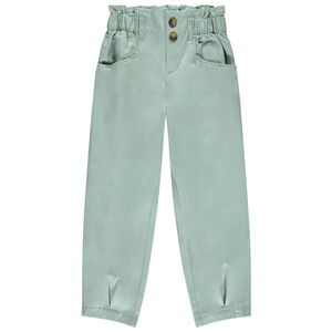 Παντελόνι με λάστιχο στη μέση από πάνινο ύφασμα για κορίτσι 