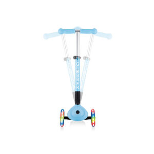Πατίνι Αναδιπλούμενο Με Φώτα Globber Scooter Junior Fantasy,  Χρώμα Pastel Blue Με Λουλούδια 