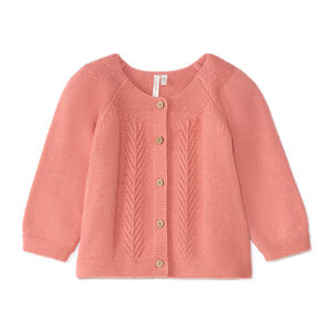 Gilet bébé fille en tricot fantaisie uni 