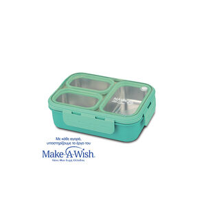 Δοχείο Φαγητού Bento Ανοξείδωτο Ορθογώνιο "We Care" Τιρκουάζ 800ml 