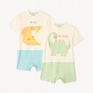 Σετ 2 κοντών ρουχιών με σχέδια ζώων για αγόρι μωρό. 