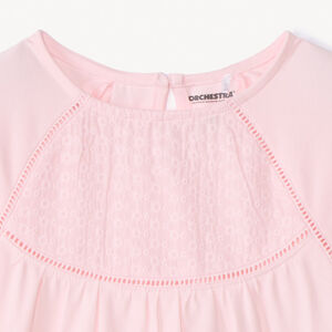 T-shirt manches longues uni à broderie pour fille 