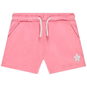 Σορτς μονόχρωμο σε molleton με σχέδιο λουλούδι για κορίτσι 