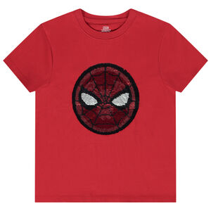 T-shirt manches courtes à sequins magiques Spider-Man Marvel pour garçon 