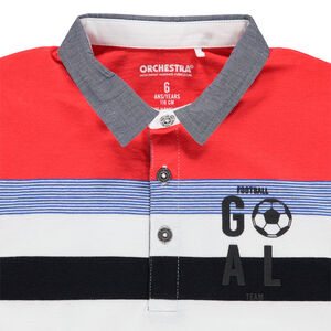 Polo κοντομάνικα με ρίγες και γιακά chambray 