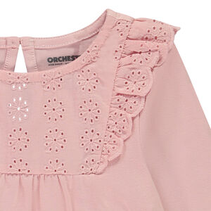 Μπλουζάκι μακρυμάνικο με γιακά από αγγλική δαντέλα για bebe κορίτσι 