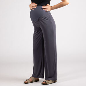Παντελόνι φαρδύ εγκυμοσύνης μονόχρωμο με υψηλή ζώνη 