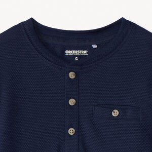 T-shirt μακρυμάνικο από πλεκτό με γιακά tunisien για αγόρι 