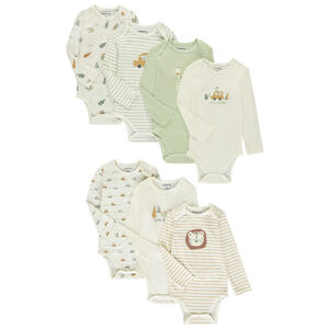 Σετ από 7 μακρυμάνικα σώματα για μωρό αγόρι με διαφορετικές ανοίξεις ανάλογα με την ηλικία 