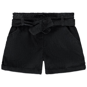 Short en velours côtelé avec ceinture à nouer fille 