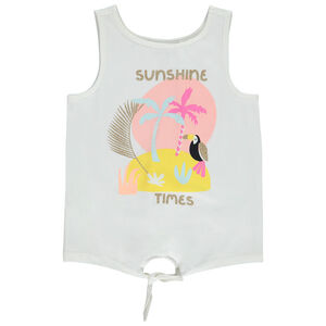 Αμάνικο μπλουζάκι με φιόγκο και φαντεζί σχέδιο με γκλίτερ για κορίτσι 