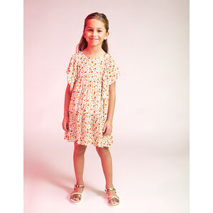 Κοντομάνικο φόρεμα με βολάν και φλοράλ σχέδιο για κορίτσι 