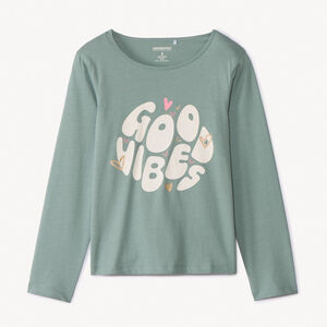 Μπλούζα μακρυμάνικη από πλεκτό jersey με φαντεζί σχέδιο και glitter για κορίτσι 