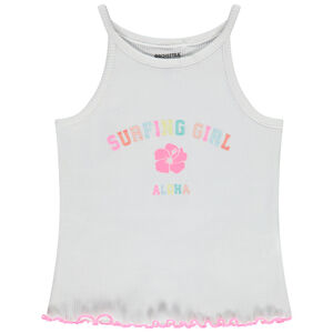 Αμάνικο μπλουζάκι με ριπ ύφανση, πολύχρωμο κέντημα και print για κορίτσι 