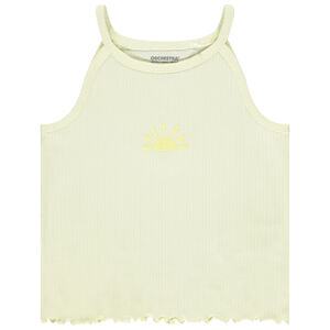 Μπλουζάκι αμάνικο κοντό κοτλέ με κέντημα για κορίτσι 