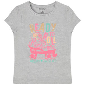 Κοντομάνικο T-shirt με φαντεζί σχέδιο για κορίτσι 