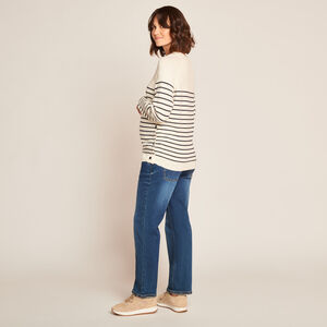 Πλεκτό ριγέ μαρινιέρα για θηλασμό με διακοσμητικό γιακά 