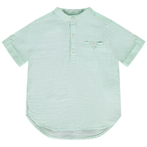 Πουκάμισο κοντομάνικο μονόχρωμο με γιακά tunisien για αγόρι 